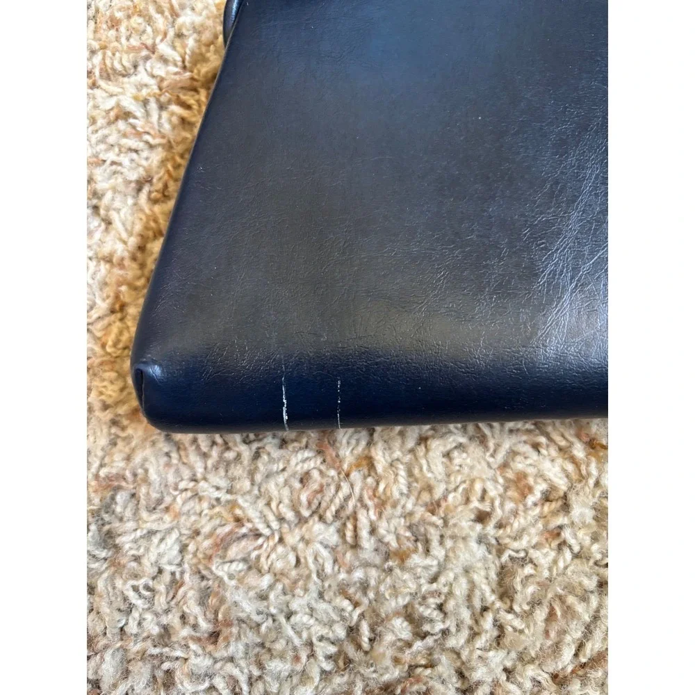 Vintage Clutch Purse Small Navy Blue Faux Leather Kiss Lock Chain Strap 1960s